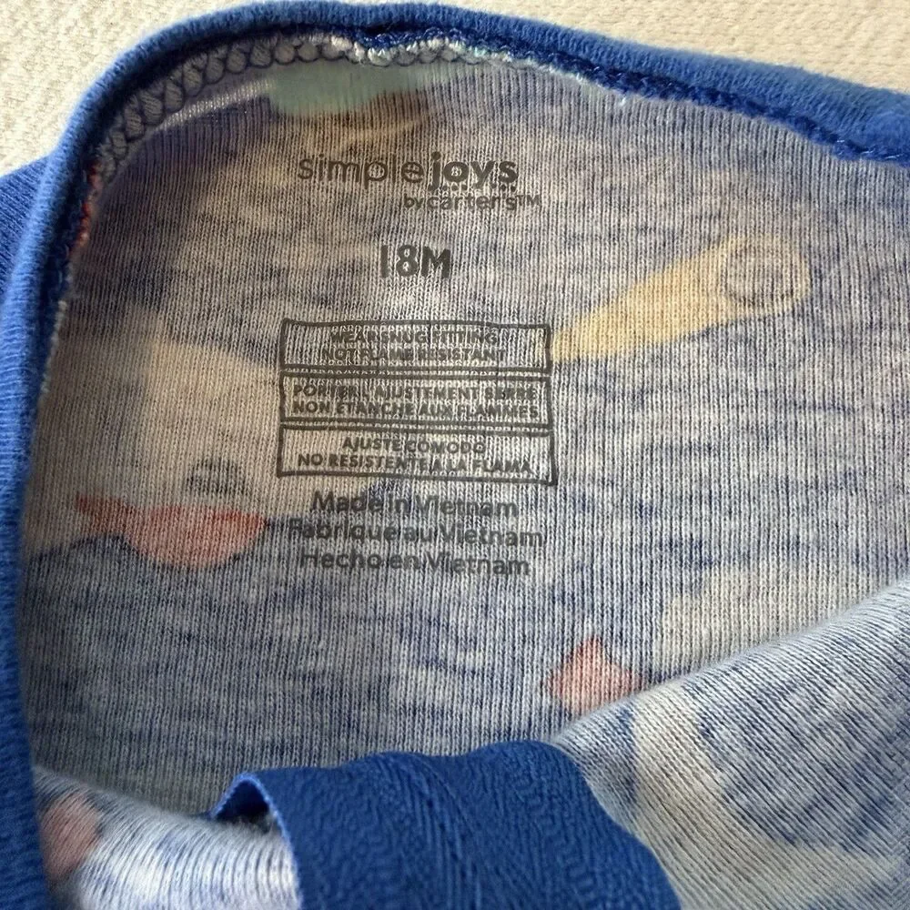 Set Of 3 Simple Joys & Baby Gap Pajamas SZ 12m-18m Boys Lot Bundle Sleeping Deal